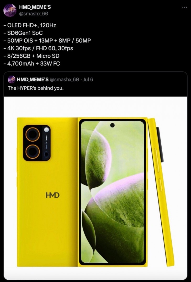 HMD Hyper曝光：正面致敬N9设计，搭载骁龙6 Gen 1